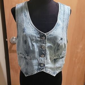 NWOT Lucky Brand Light Blue Denim Vest Sz Large